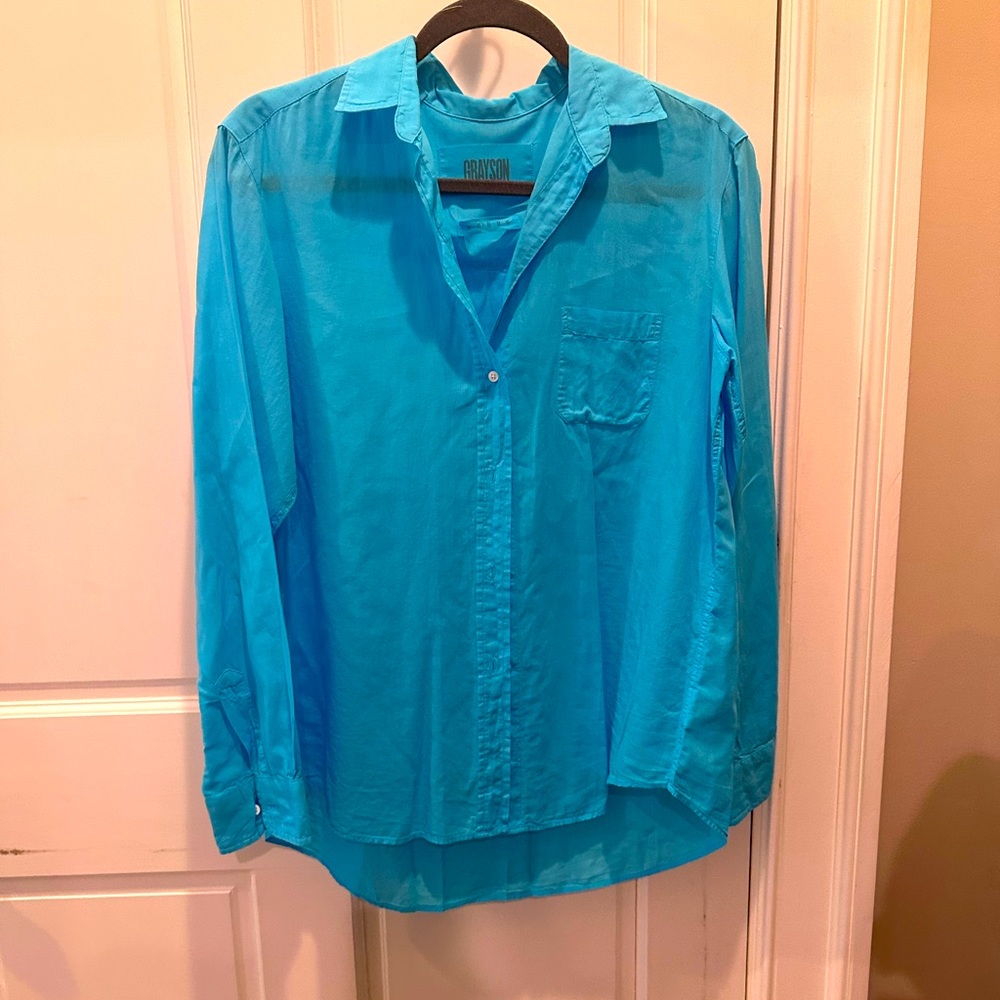 Grayson Turquoise Button Down Shirt, Size 2
